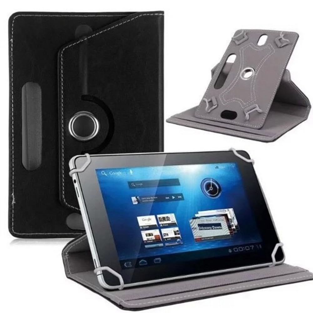 Ytaland Universal Hülle für AWOW/Jikocxn 10 Zoll/HotLight 10 Zoll/Pritom/Freeski/Wqplo/Sgin Tablet, Drehbar PU Leder Schutzhülle für 10-10,5 Zoll Tablet Hülle (Schwarz)
