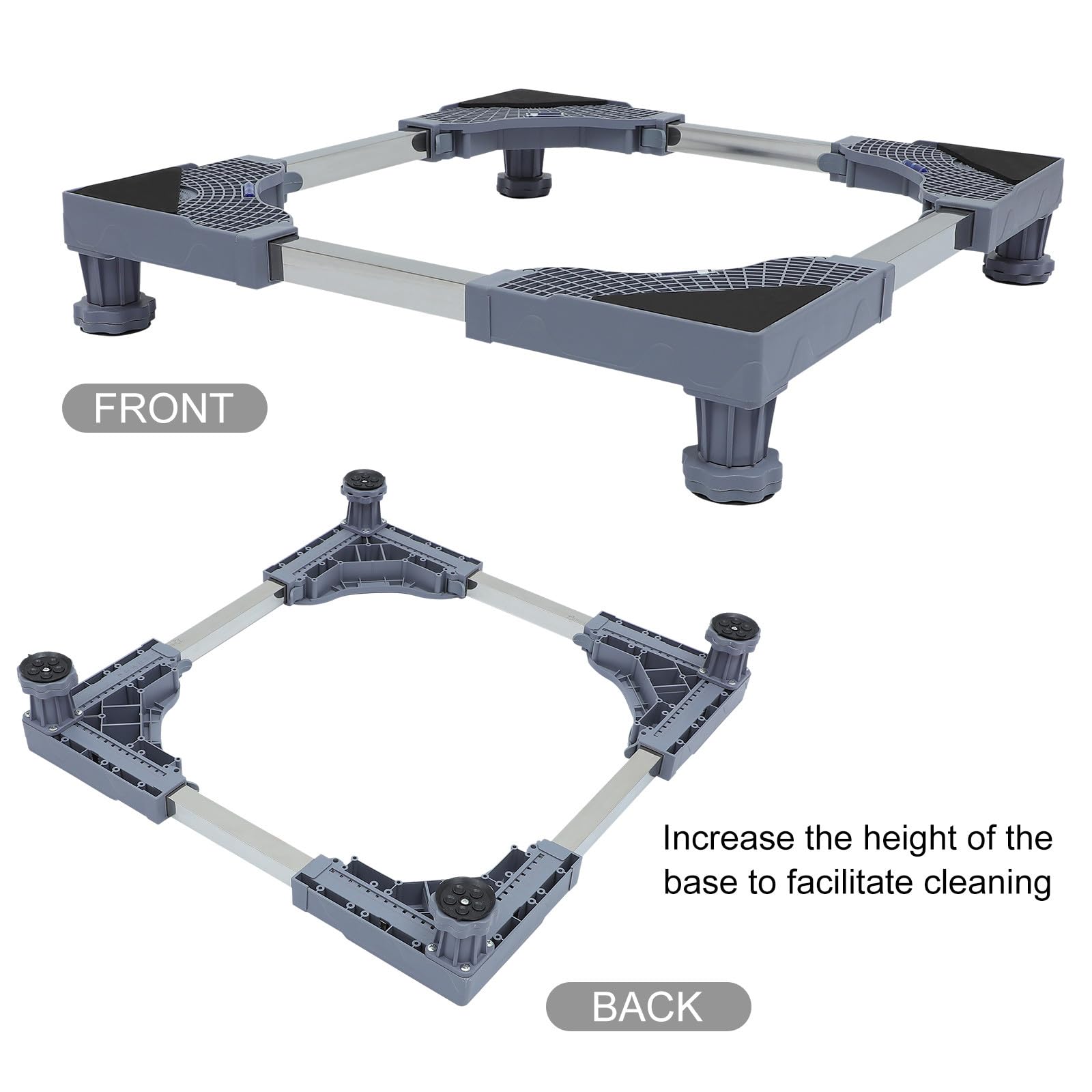 MAGICLULU Base Móvil Ruedas Giratorias de Bloqueo para Lavadora y Refrigerador 4 Pies y Protección de Plástico para Limpieza y Reacondicionamiento