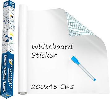 Whiteboard Sticker 45X200 cms Self Adhesive Wall Vinyl Whiteboard Sheet for Dry Erase Wall Paper Message Board for Kids, Office, School and Home 200X45 cms