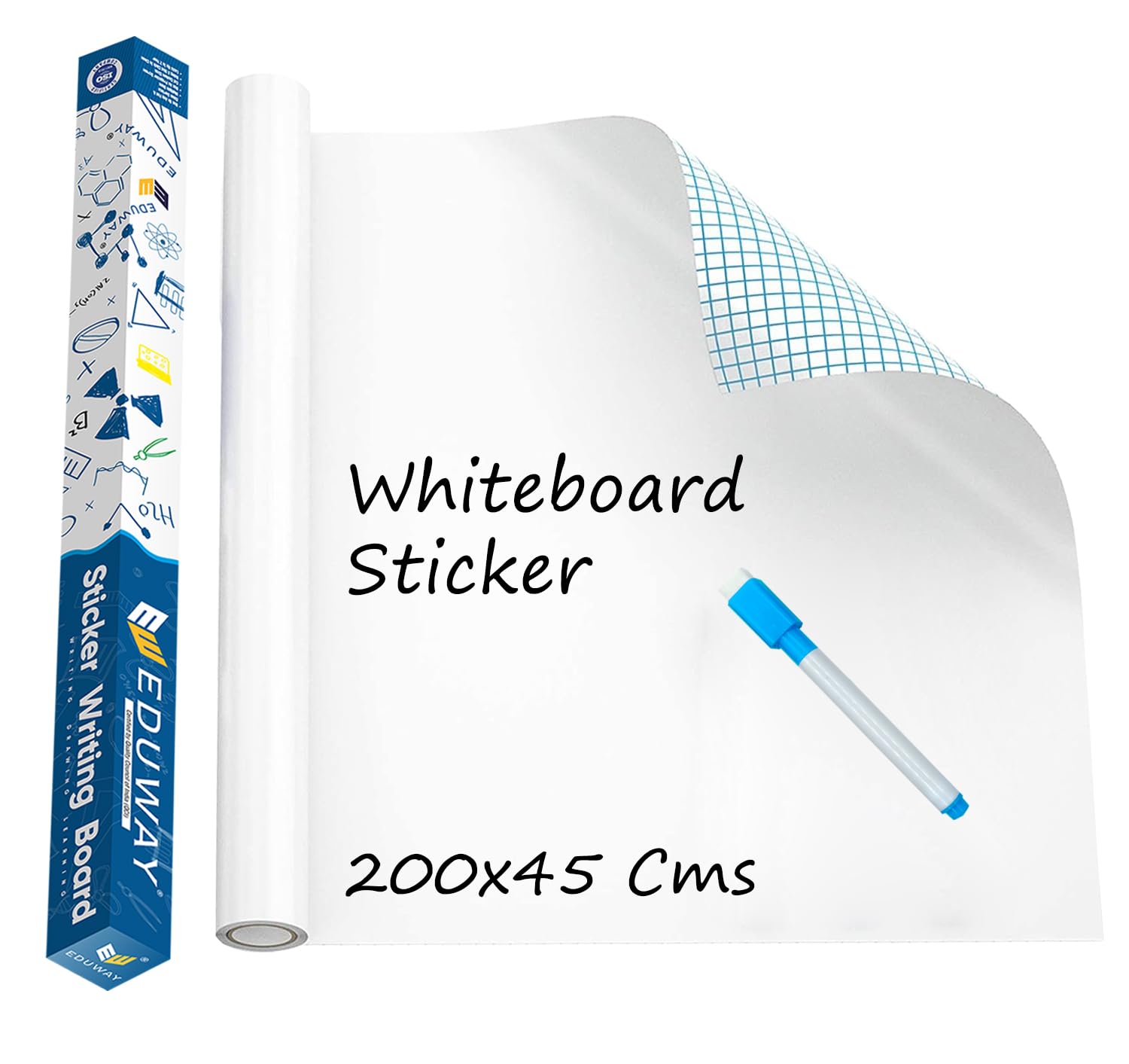 Eduway 1.5x6.5 Feet (45x200 cm) White Board Sticker for Wall | with 1 Marker | Self-Adhesive Whiteboard Removable Sheet, Planner for Kids, Wall, Tables | Dry Erasable Sheet for Writing & Drawing-image-17