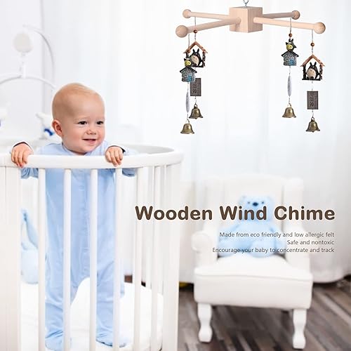 Miniatura 4 de Marco de madera para cuna de bebé, colgador móvil de madera para habitación de bebé, soporte de madera