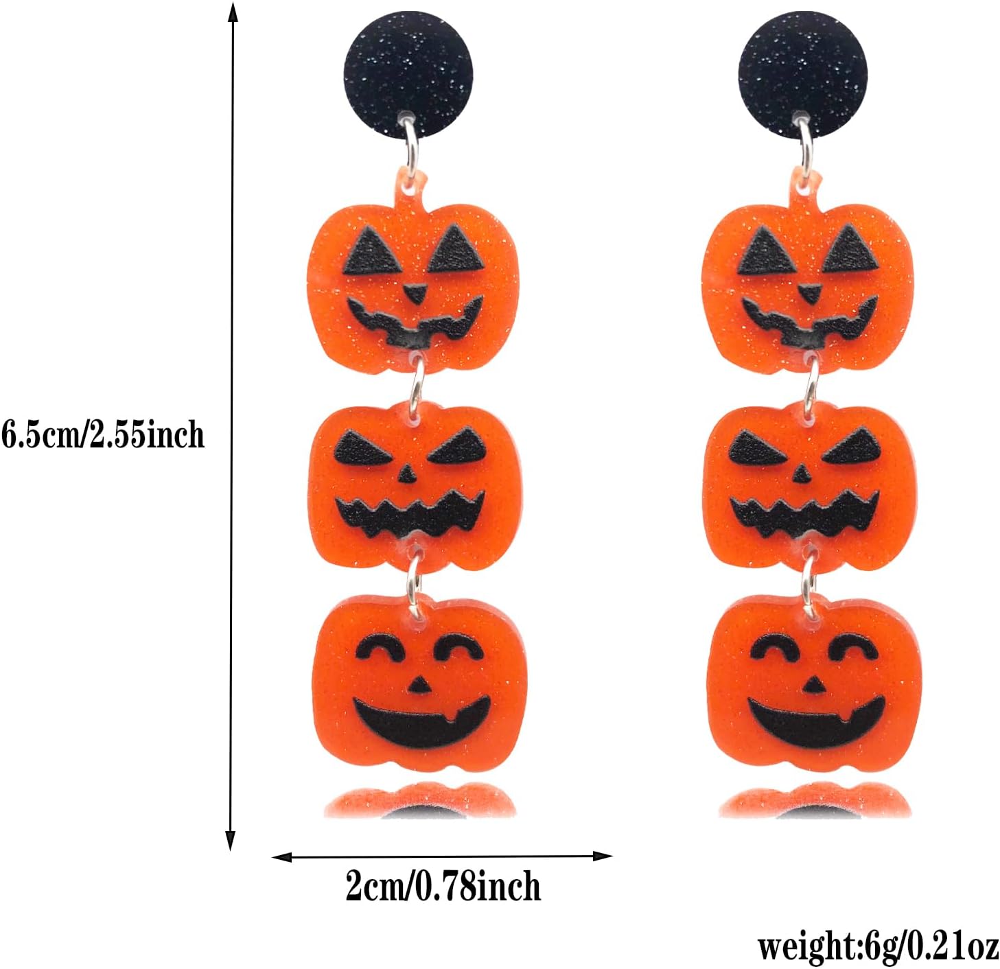 Halloween Earrings for Women,Gothic Hallowmas Acrylic Dangle Earrings, Black Bat Pumpkin Candy Drop Earrings for Halloween Festival - Image 4