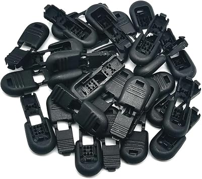 30 PCS Zipper Pull Tabs Cord End Tips Shoelace End Tips Cord Lock Clips for Paracord Drawstrings Backpack Quick No Tied Shoelace Running Shoe Parachute Lanyard Loops Black Style 1