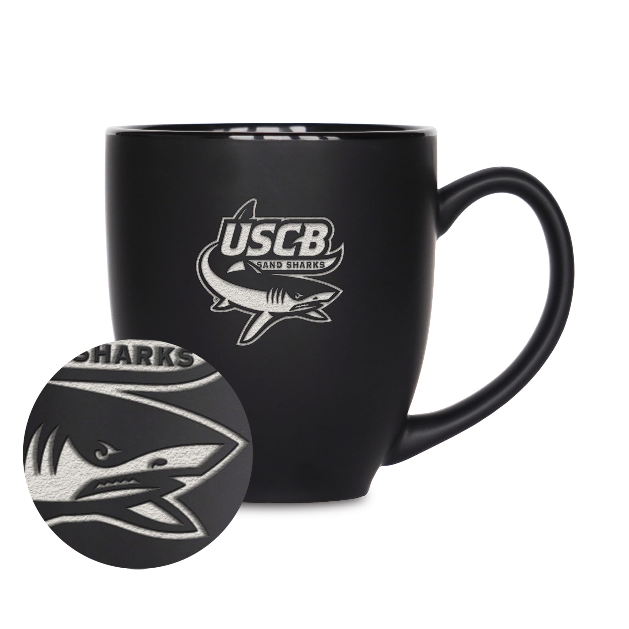 Tasse bistrot céramique South Carolina-Beaufort Sand Sharks noire mate pour boisson chaude 445ml