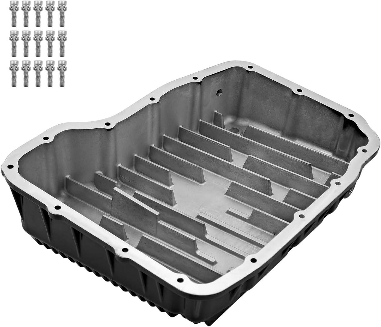 228052120 Heavy Duty Black Transmission Pan Compatible with Dodge Ram 2500/3500 68RFE 6.7L Cummins 2007-2025