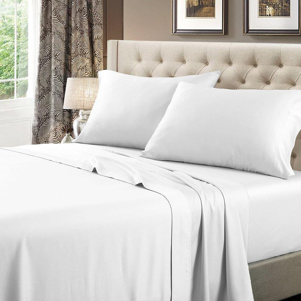 Royal Tradition Made in USA- Low Profile Sheet Set 6-10 Inches Pure Cotton 608 Thread Count Queen Size