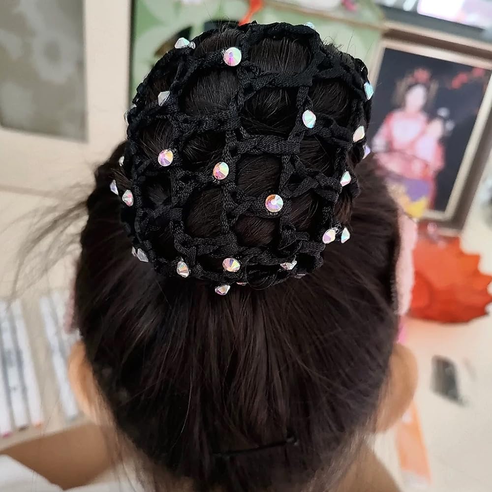 5 Pezzi, Retina per Capelli Chignon, Bambina con Perline, Ballet Bun Net, haarnetz, Accessori per i Capelli,con Strass