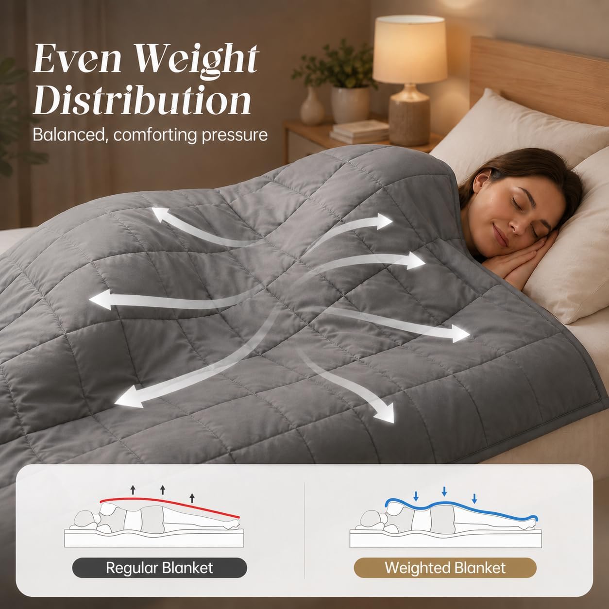 Gkyet Weighted Blanket for Adults, 48" x 72" 15 lbs, Grey Soft Cooling Weighted Blanket with Glass Beads, Breathable All Season Blanket, Machine Washable