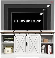 Vista 8 de 4 EVER WINNER Soporte de TV para TV de 65 pulgadas para sala de estar, soporte de TV moderno estilo granja con puerta de granero con gabinetes