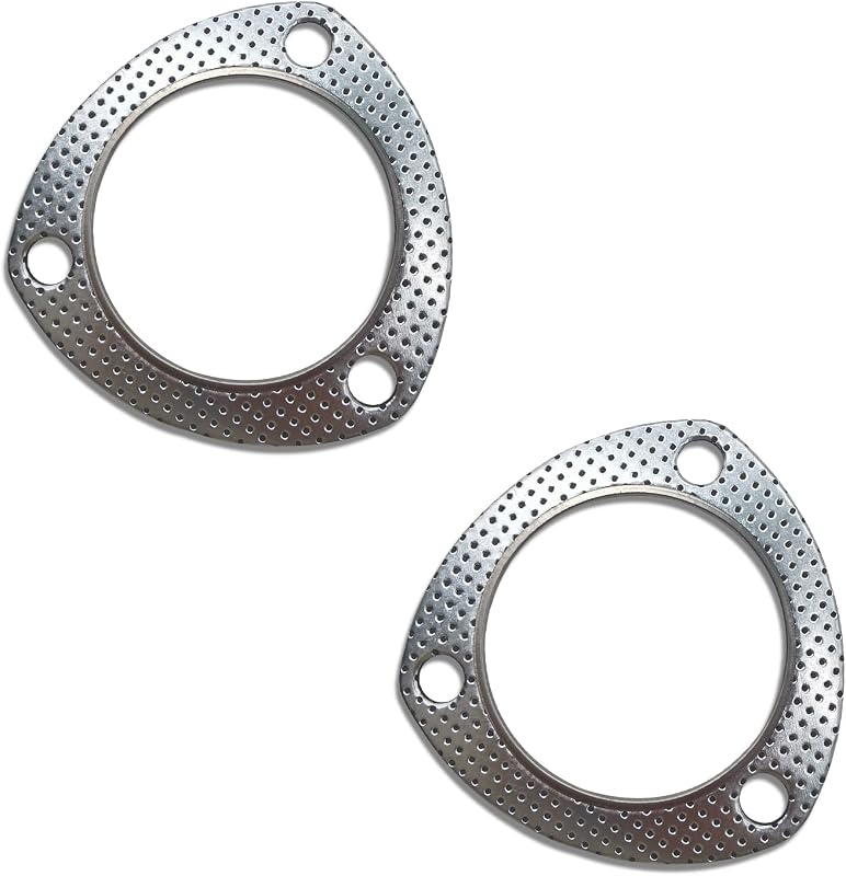 Junta de flange do escapamento Flygun em aço inoxidável, 3 polegadas e 3 furos – Pacote com 2