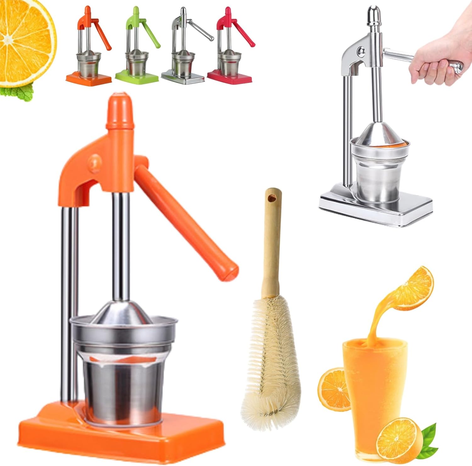 Cast Iron Juicer Hand Press, Manual Cast Iron Juicer Hand Press, Stainless Steel Lemon Squeezer, Heavy Duty Countertop Manual Juicer for Home and Kitchen Bar, Easy to Clean