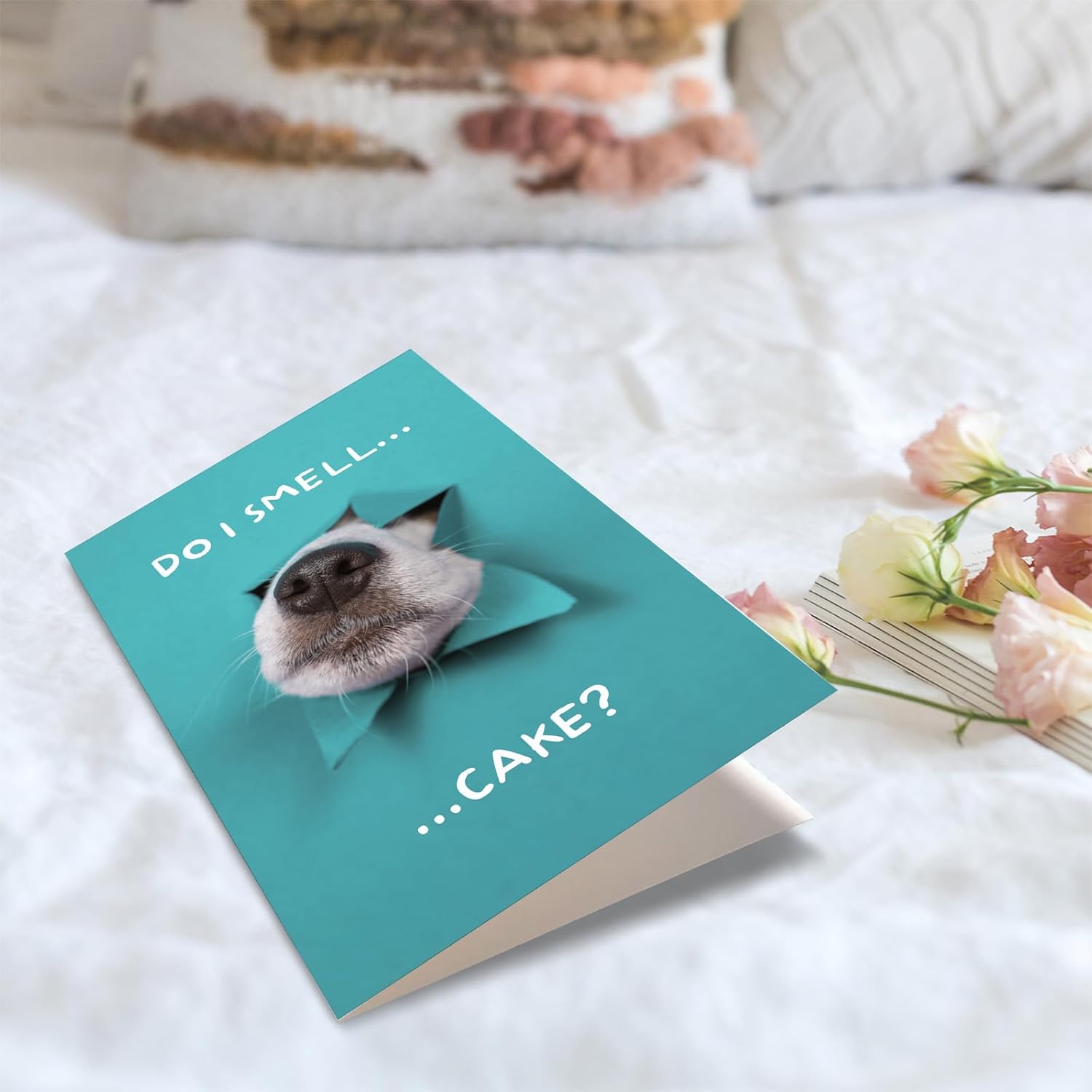 Funny Dog Birthday Cake Card, Cute Birthday Card from Dogs, Humor Dog Peeking Through Card, Do I Smell... Cake? - Image 5