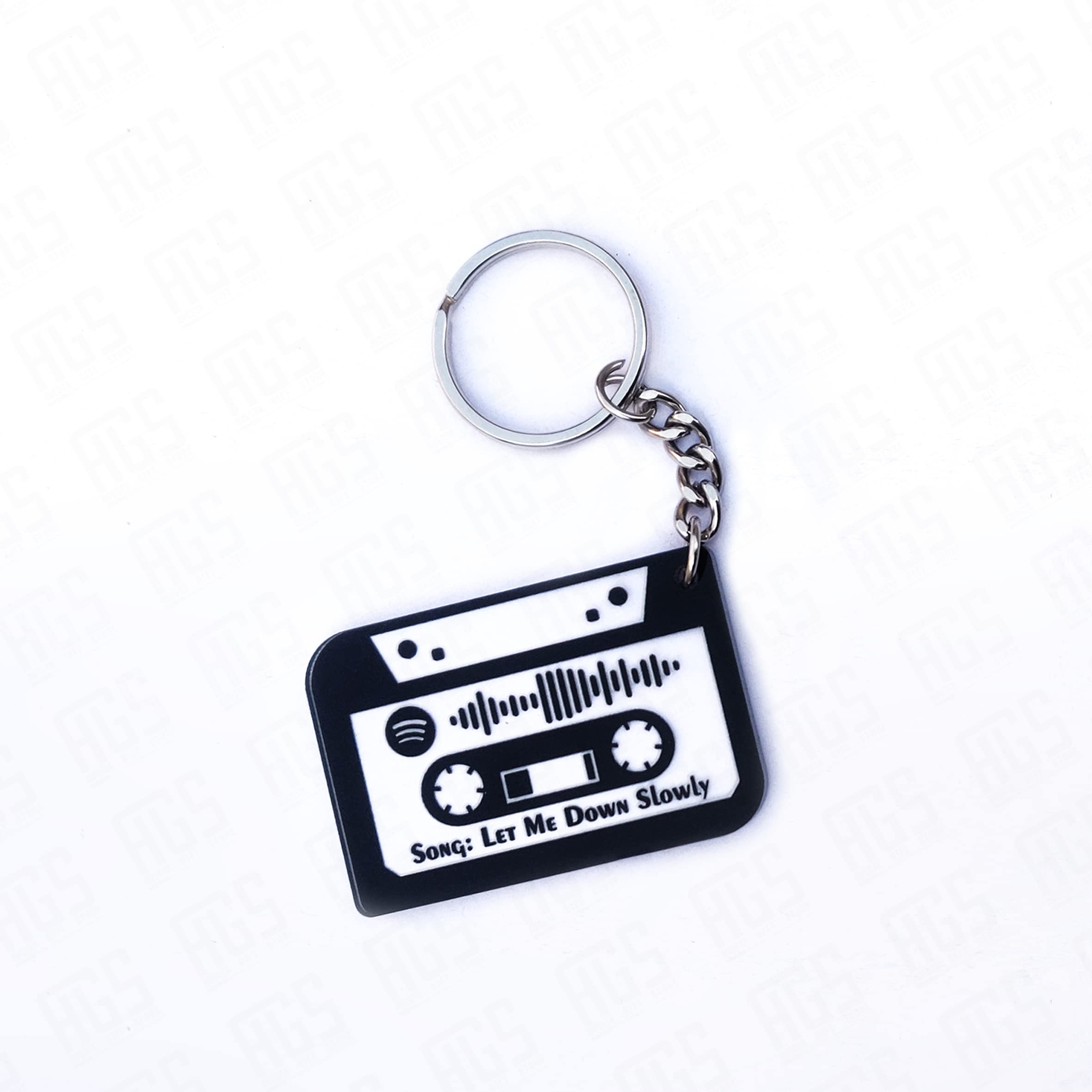 AVESTA GIFT STORE 4 CM x 6 CM Acrylic Scannable Tape Customized Song Spotify Plaque Keychain For Bike Key, Bag, Cycle Lock Key, House Keys, Car Key, Romantic Couple and other Occasion ()