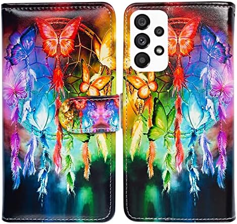 BCOV Galaxy A53 Case, Colorful Dragonfly Leather Flip Phone Case Wallet Cover with Card Slot Holder Kickstand For Samsung Galaxy A53 5G