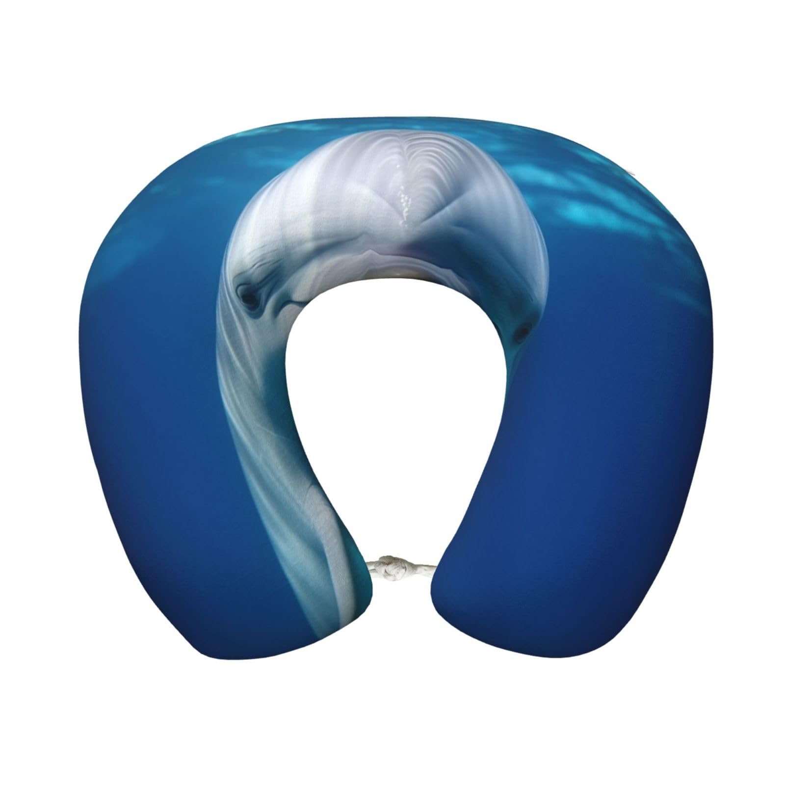 peiyeety Dolphin with Smile Travel Pillow Memory Foam - Comfortable U Shape Neck Pillows for Sleeping, Neck and Head Support Portable Airplane Pillow Adjustable Flight Pillow, Washable Cover