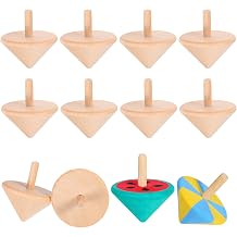 IMIKEYA 12Pcs Wooden Gyroscope Toys Hand-Painted Unfinished Wooden Spinning Tops Gyroscopes for Kids Creative Play and Coordination Development
