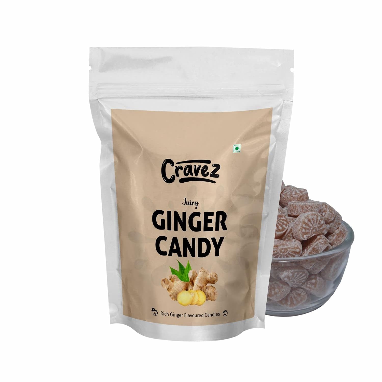 Cravez Ginger Flavour Candy (500 Gm) Best Premium Dried Ginger Candy Adrak Sweets Candy