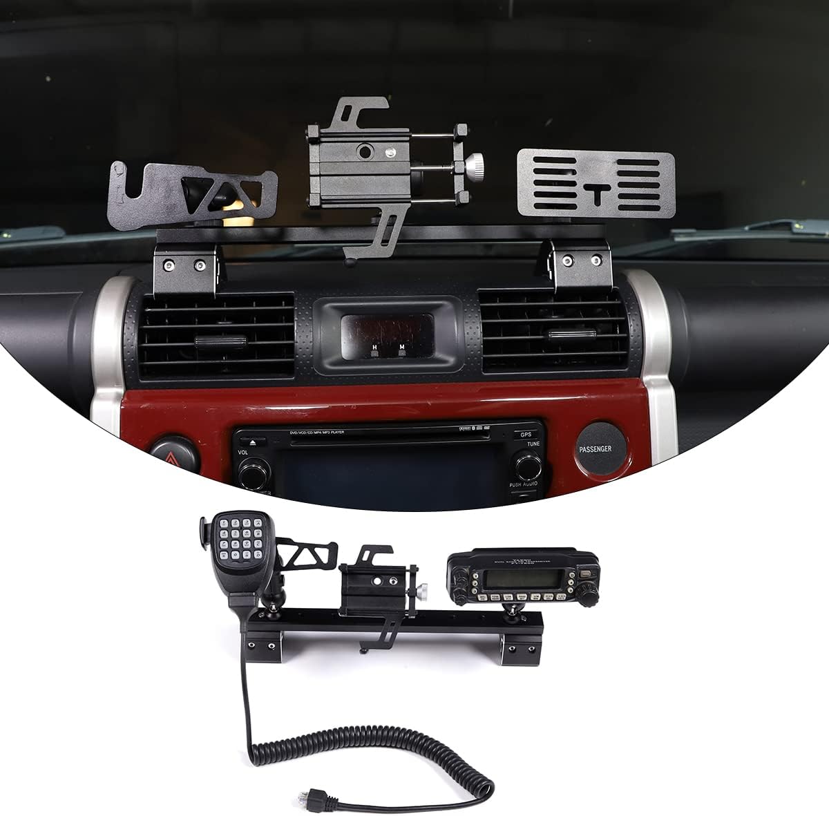 Car Phone/Walkie Talkie/Radio Mount Compatible with Toyota FJ Cruiser 2007-2021, Multifunctional Dash Panel Track Cell Phone Holder for Car Dashboard Air Vent (G Style - with 3 Mount)