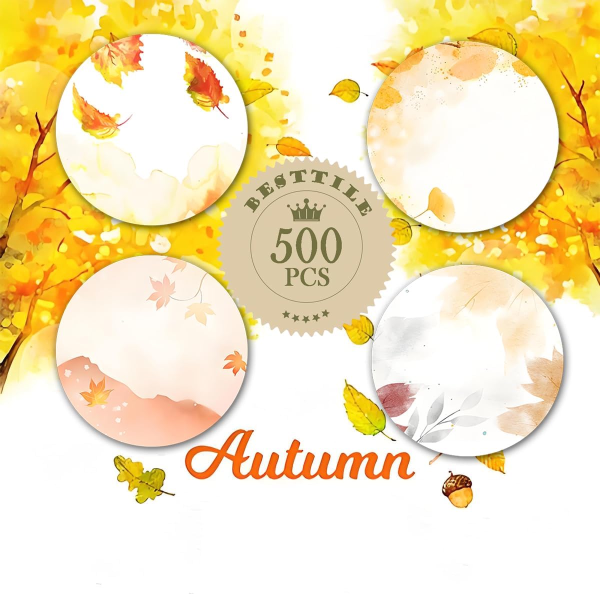 2 Inch Thermal Fall Labels,500PCS Thermal Autumn Stickers Roll, Holiday Thermal Printer Labels for DIY Design,Name Tags,Barcodes,QR Code Compatible(Autumn,4 Design) - Image 3