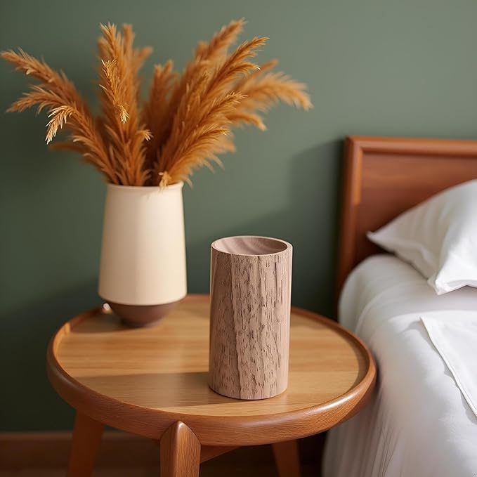 Difusor de Aromas Eléctrico de Madera de Nogal Marrón Pequeño y Redondo miniatura 4