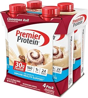 Premier Protein Shake, 30g Protein, 1g Sugar 24 Vitamins & Minerals, Nutrients to Support Immune Health, Cinnamon Roll,11 fl oz, Pack of 4
