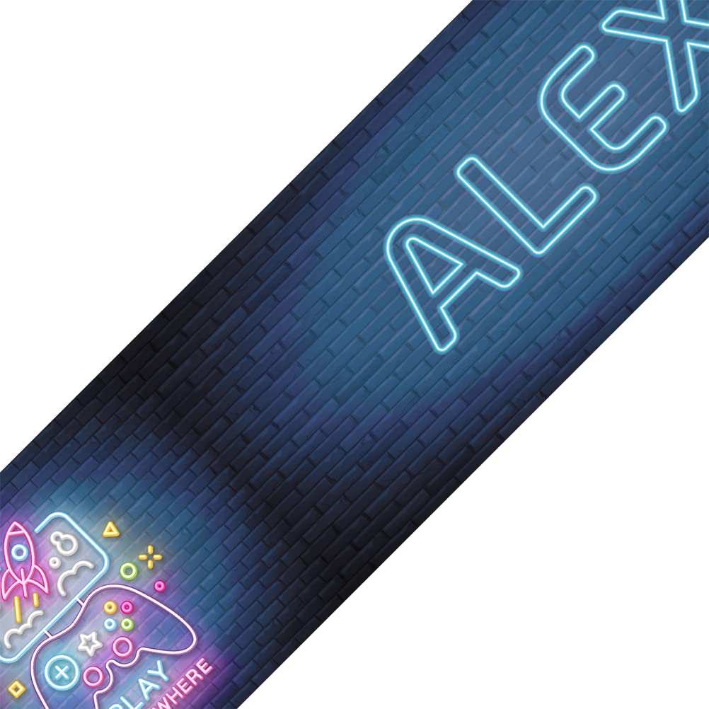 SuperDuperDecor Video Gamer NEON Bedroom WALL Border - Personalised Childrens Boys Girls Name Games Room Wallpaper Decor Strips - with Name