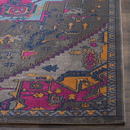 Safavieh Vintage Inspired Indoor Woven Rectangle Area Rug, Artisan Collection, ATN332, in Grey / Fuchsia - Image 2