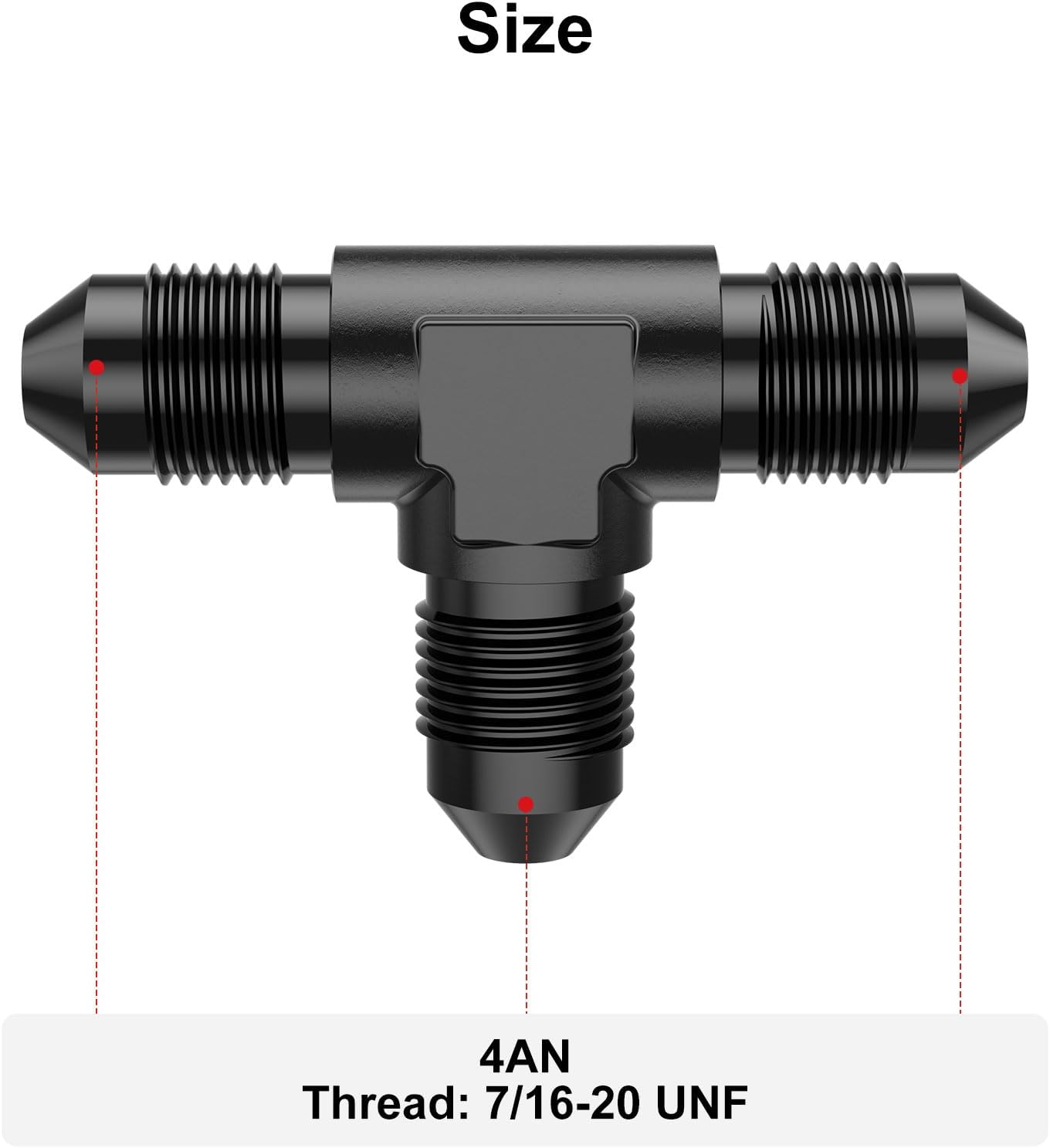 4AN Male Flare Tee Fitting Adapter T Union Aluminum Black