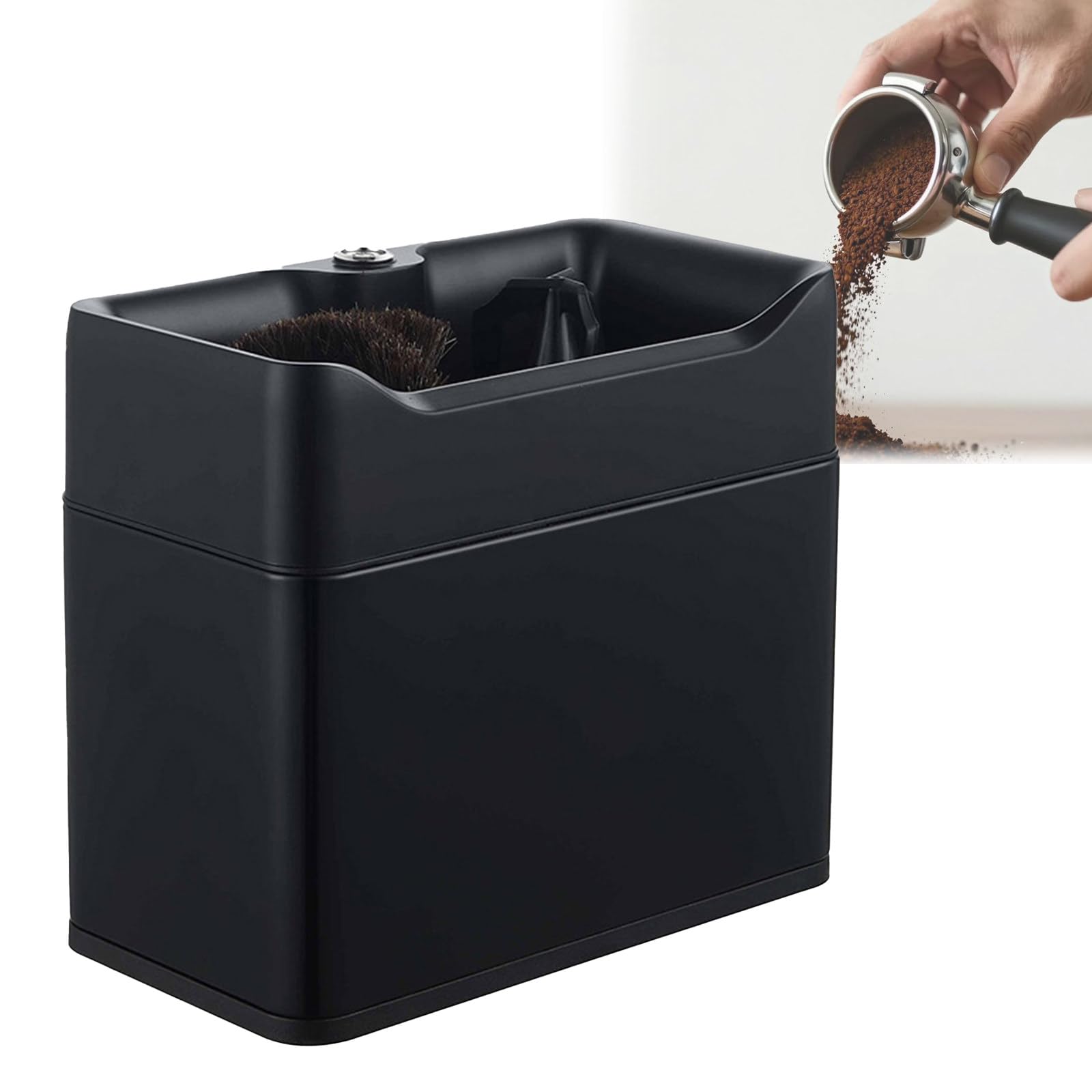 Limpiador de posos de café, limpiador de portafiltro espresso, acero inoxidable, compatible con caja de grifo automática de 58 mm, a prueba de residuos, fácil limpieza para posos de café