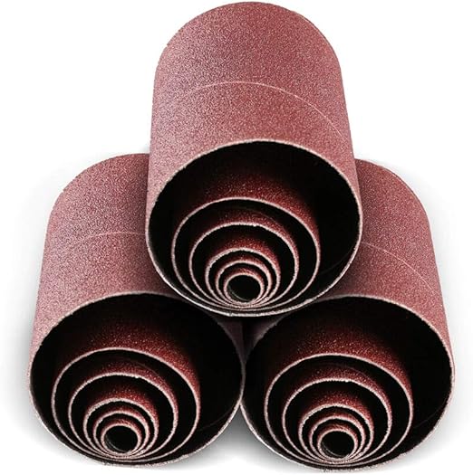 Aluminum Oxide Spindle Sanding Sleeves, 4.5 Inch Length 80/120/240 Assorted Grit (18 Pack)