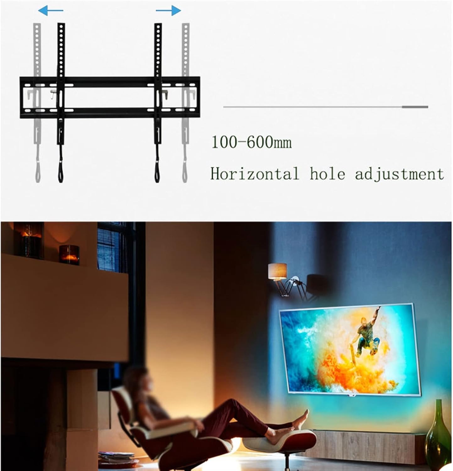 Floor TV Stand Wall Mounted TV Mounting Bracket Home Living Room Adjustable Tilt Angle LCD Display Bracket Office Conference Room Heavy Duty Wall Mounted TVs Rack Height Adjustable