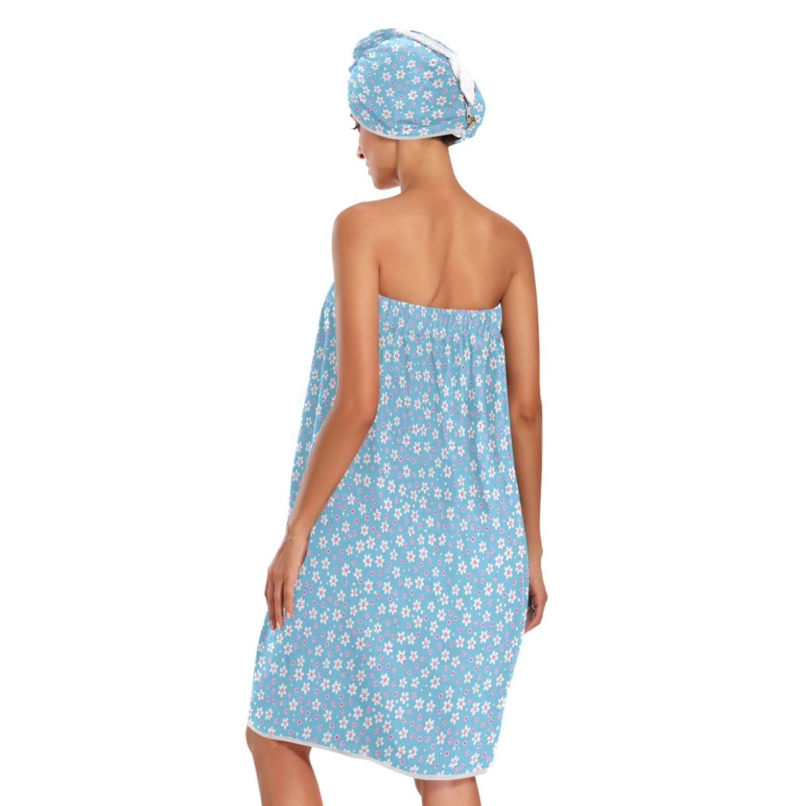 Kwiatowy ręcznik kąpielowy 3 zestawy regulowane zamykanie suchy szybki szlafrok kąpielowy body Wrap dla kobiet spa, szlafrok + suszenie włosów + opaska na głowę