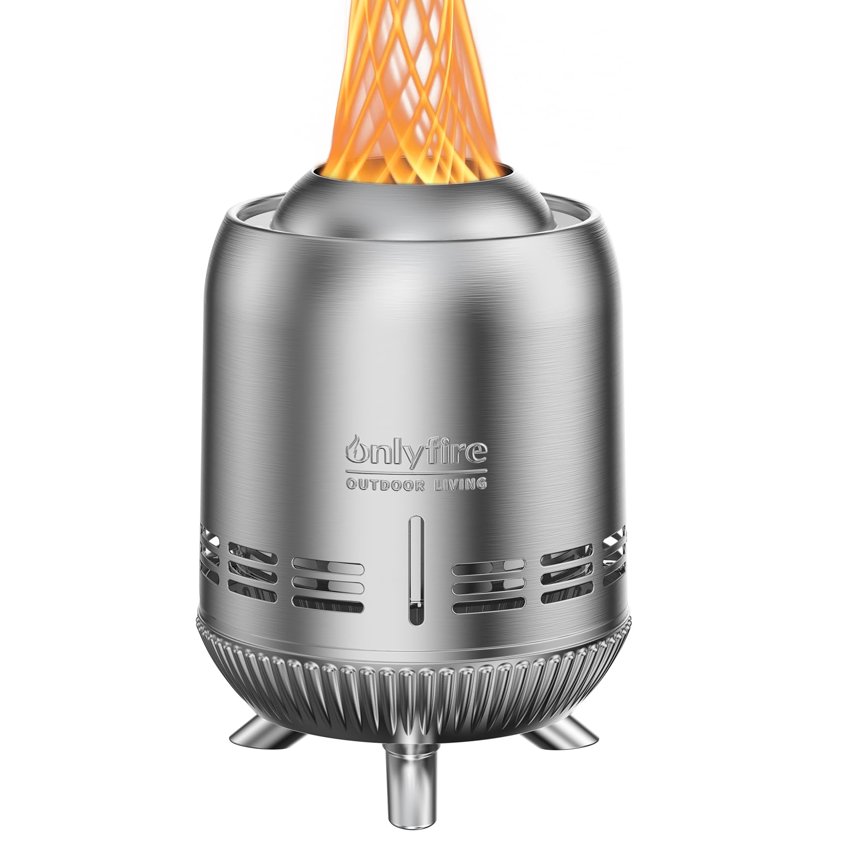onlyfire Edelstahl Tischfeuerstelle mit Tragetasche, Tragbar Tischkamin für Pellets und Holz, Mini Raucharmer Tischfeuer 15x24cm, für Indoor Outdoor Balkon, Silber