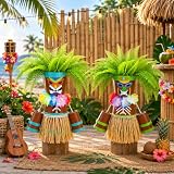 Ferrochef 2 Pcs DIY Tiki Clay Pots Outdoor Decoration 15.8'' Hawaiian Luau Party Bar Decorations Tiki Man Tropical Themed for Aloha Summer Home Garden Porch Front Door Yard Balcony
