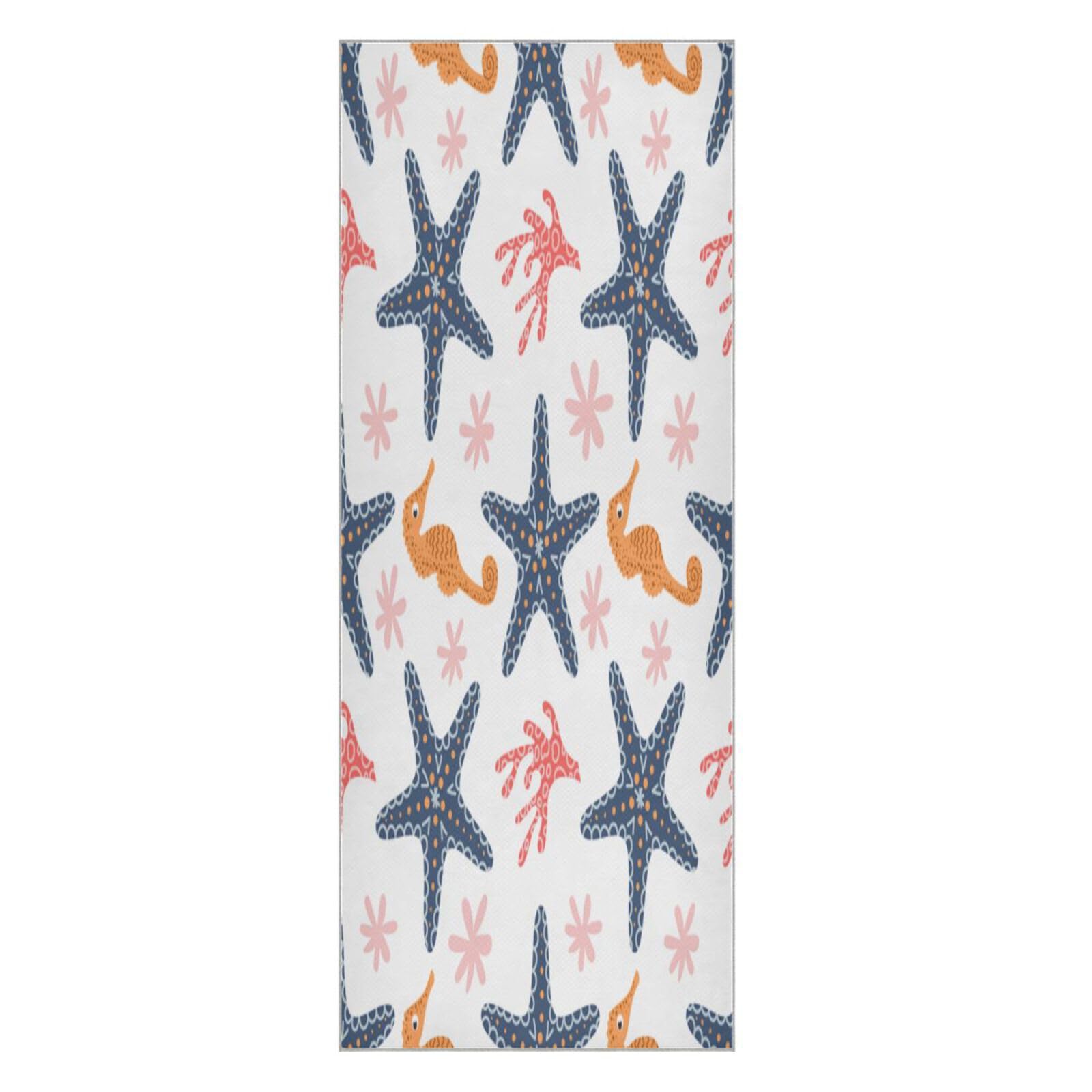 pnyoin Yoga Towel Seahorse Starfish Adn Corals Hot Yoga Mat Towel with Grip Dots Sweat Absorbent Non-Slip for Hot Yoga, 24