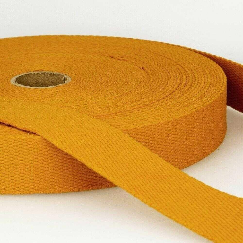 30mm Pure Cotton Webbing 2mm Thick Bag Strap Handle 31 Colours 1 2 4 Metres 248D, 042 Mustard Gold, 4 Metres โ image 1