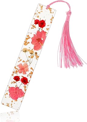 Dimeho Dried Flower Book Marks Tassels Clear Floral Bookmarks Durable Handmade Cute Resin Page Marker Pretty Book Marking Holder Gift For Women Bookworm Book Lovers Increasing Reading Interest(purple