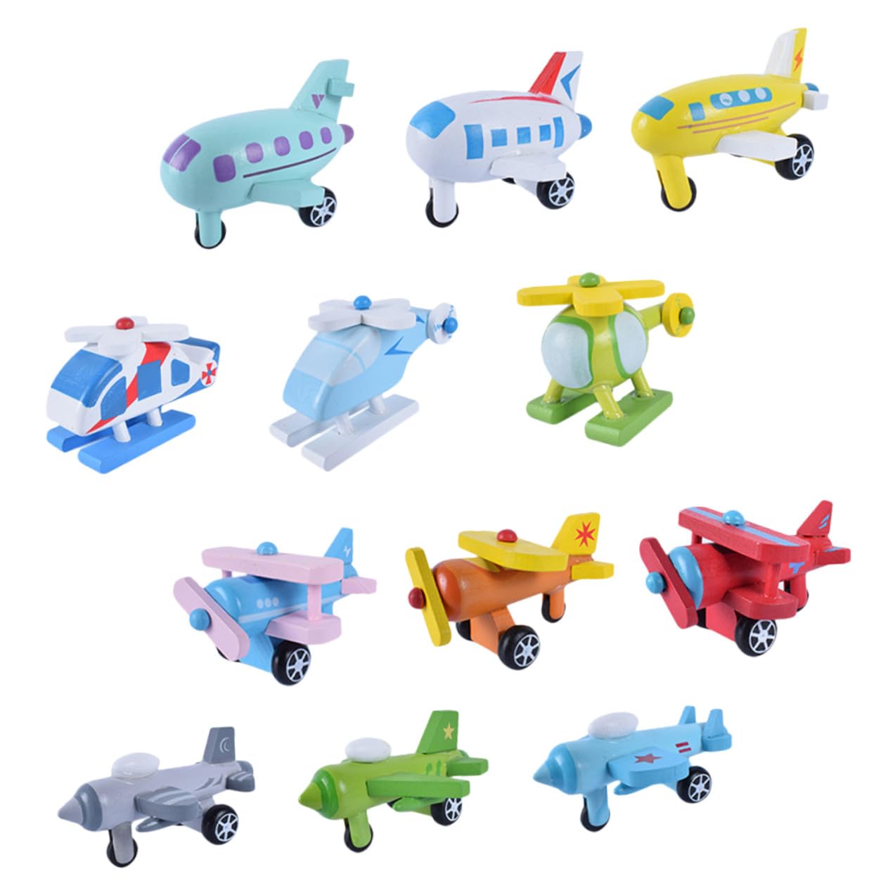 Mini Aviones de Madera para Niños, 12 Piezas, Juguete