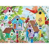 Bits and Pieces - 500 Piece Jigsaw Puzzle for Adults 18' X 24' - Birdhouse Garden - 500 pc Colorful Birds, Birdhouses, and Butterflies Jigsaw by Artist Kathy Bambeck