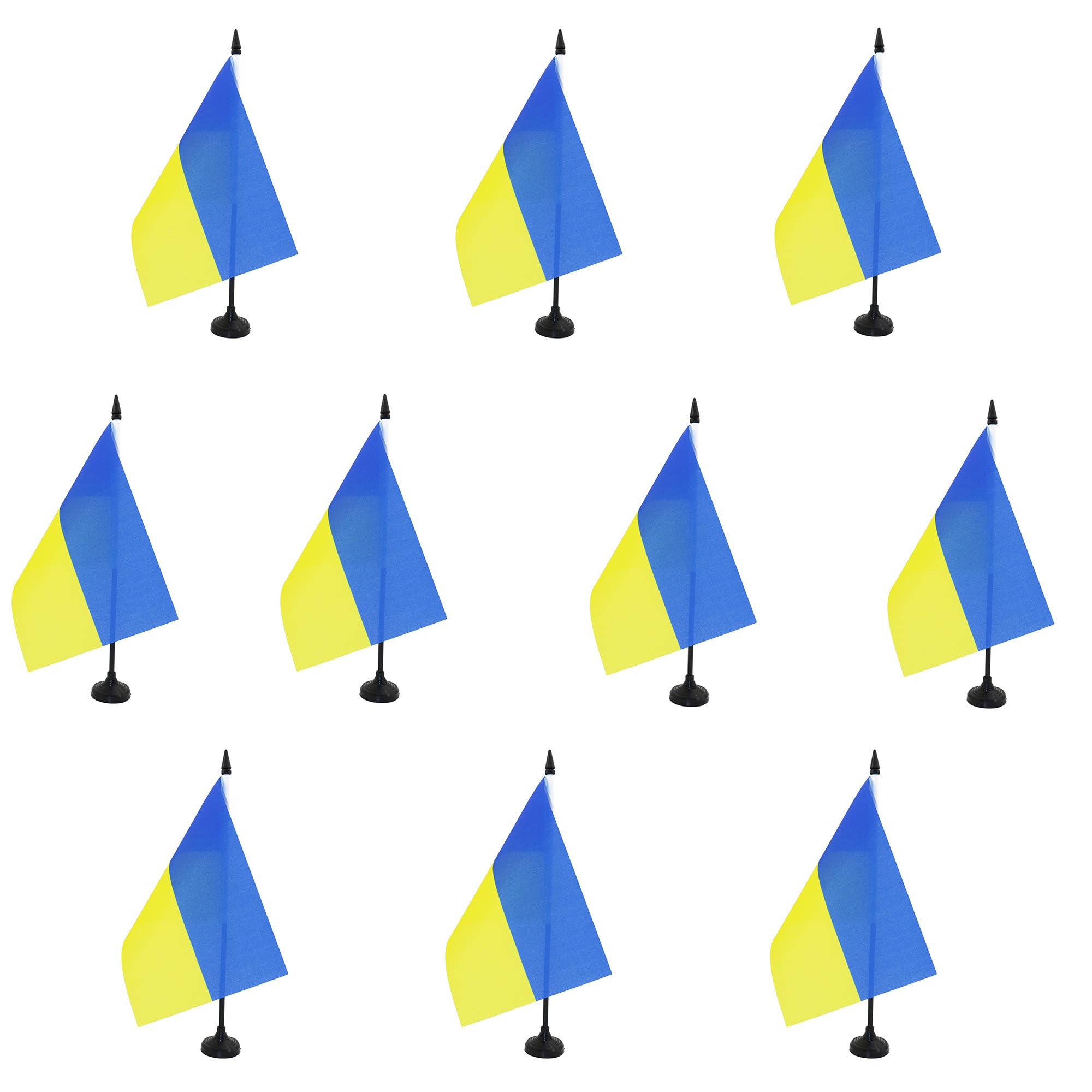 AZ FLAG Pack of 10 Ukraine Table Flags 6x8 in 100D Polyester Plastic Base