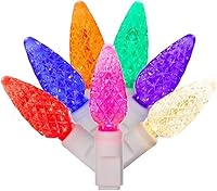 Vista 9 de Vickerman Juego de luces LED C6 de 100 luces rosas en cable blanco