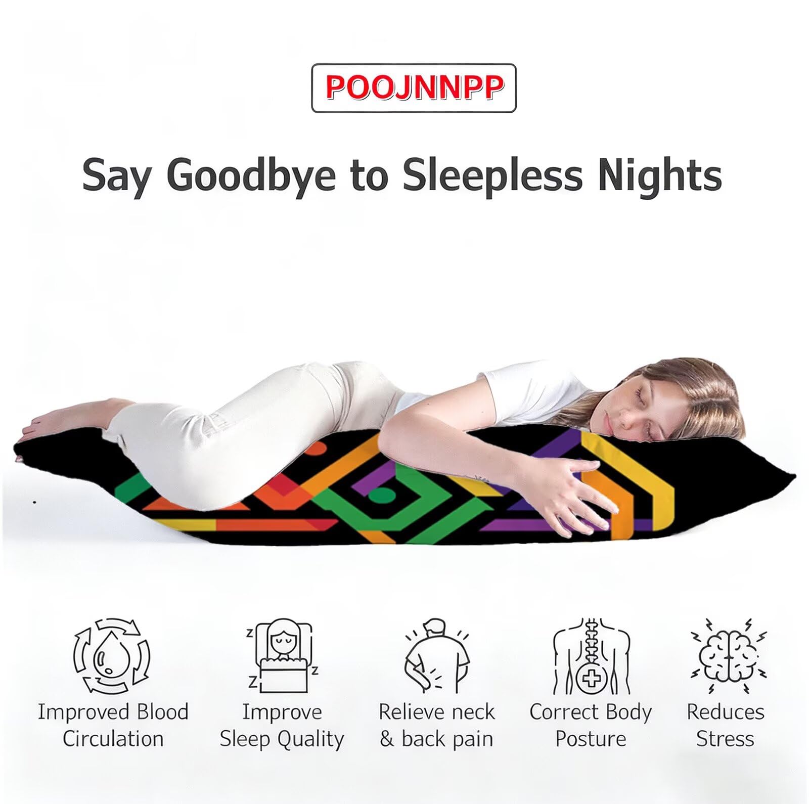 Seitenschläferkissen Bezug 60 x 180 cm Farbe Seitenschläferkissen mit Unsichtbarem Reißverschluss, Samt Atmungsaktiv und Weich Schwangerschaftskissen Body Pillow Modern, für Deko Wohnzimmer R-9301