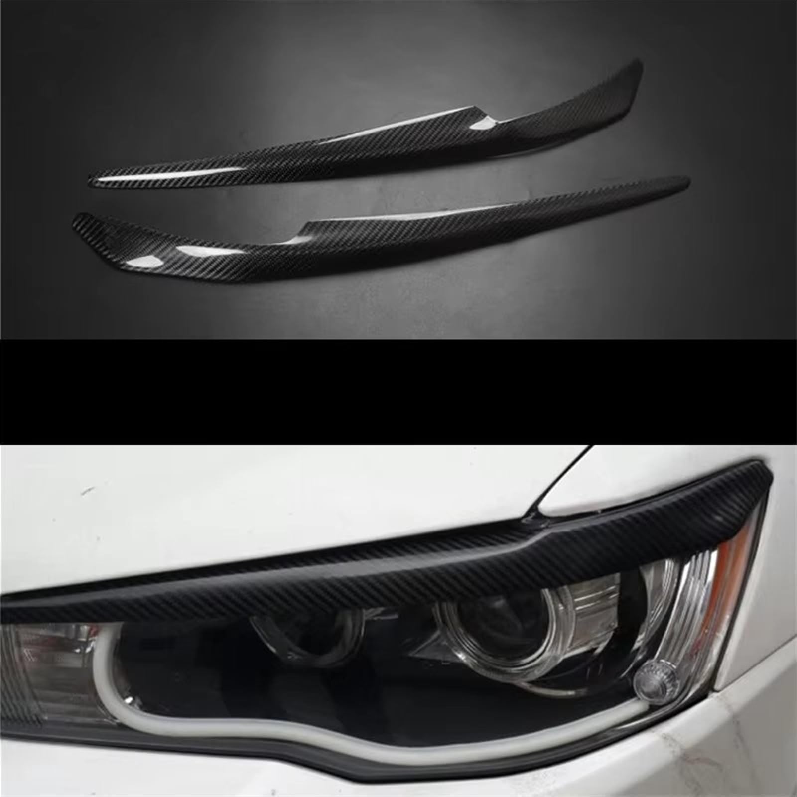 Reflektor powieki dla Mitsubishi dla Lancer dla Ex dla Evolution X 2008-2017 dla Evo 10th Lampa samochodowa Osłony reflektorów powieki brwi naklejka na brwi reflektory