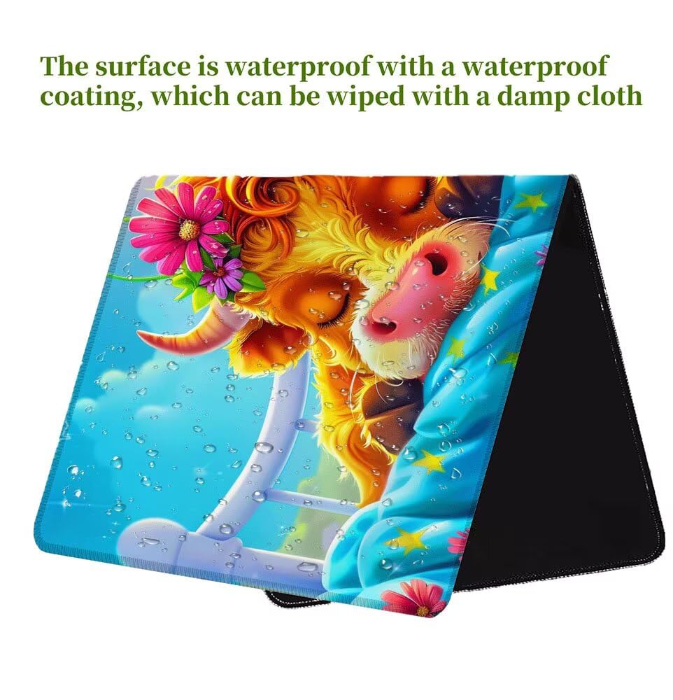 Alfombrilla Ratón, Alfombrilla Gaming Buey XXL 1200x600x3mm, Extendida Base de Antideslizante Caucho Mouse Pad Flor, Protector Escritorio con Bordes Cosidos, Mejora la precisión y la Velocidad T-9