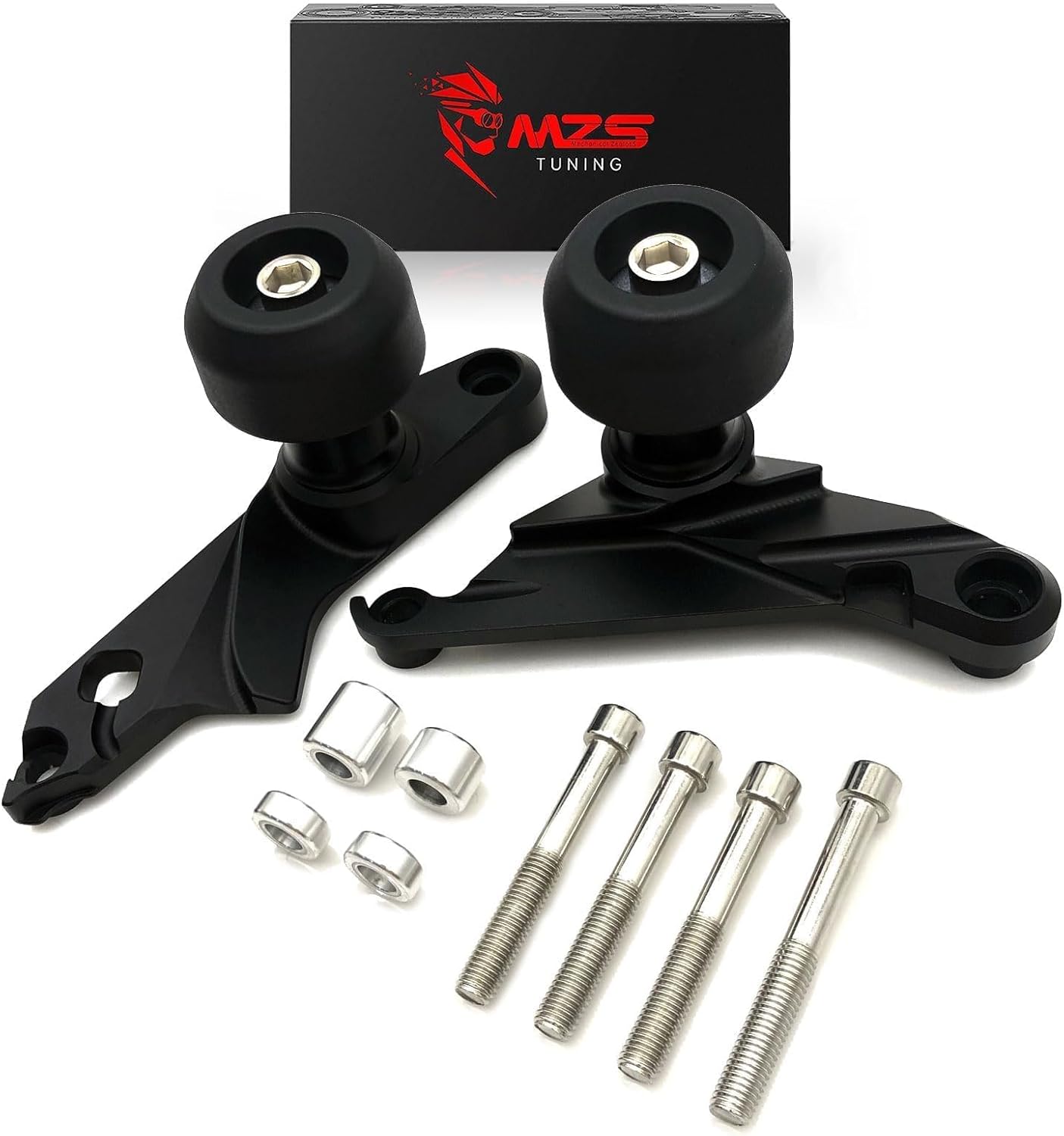 MZS Motorcycle Frame Sliders Compatible with S1000R 2021-2025 / M1000R 2023-2025, Aluminum Falling Crash Protector Engine Crash Pad Accessories No Cut Kits Black