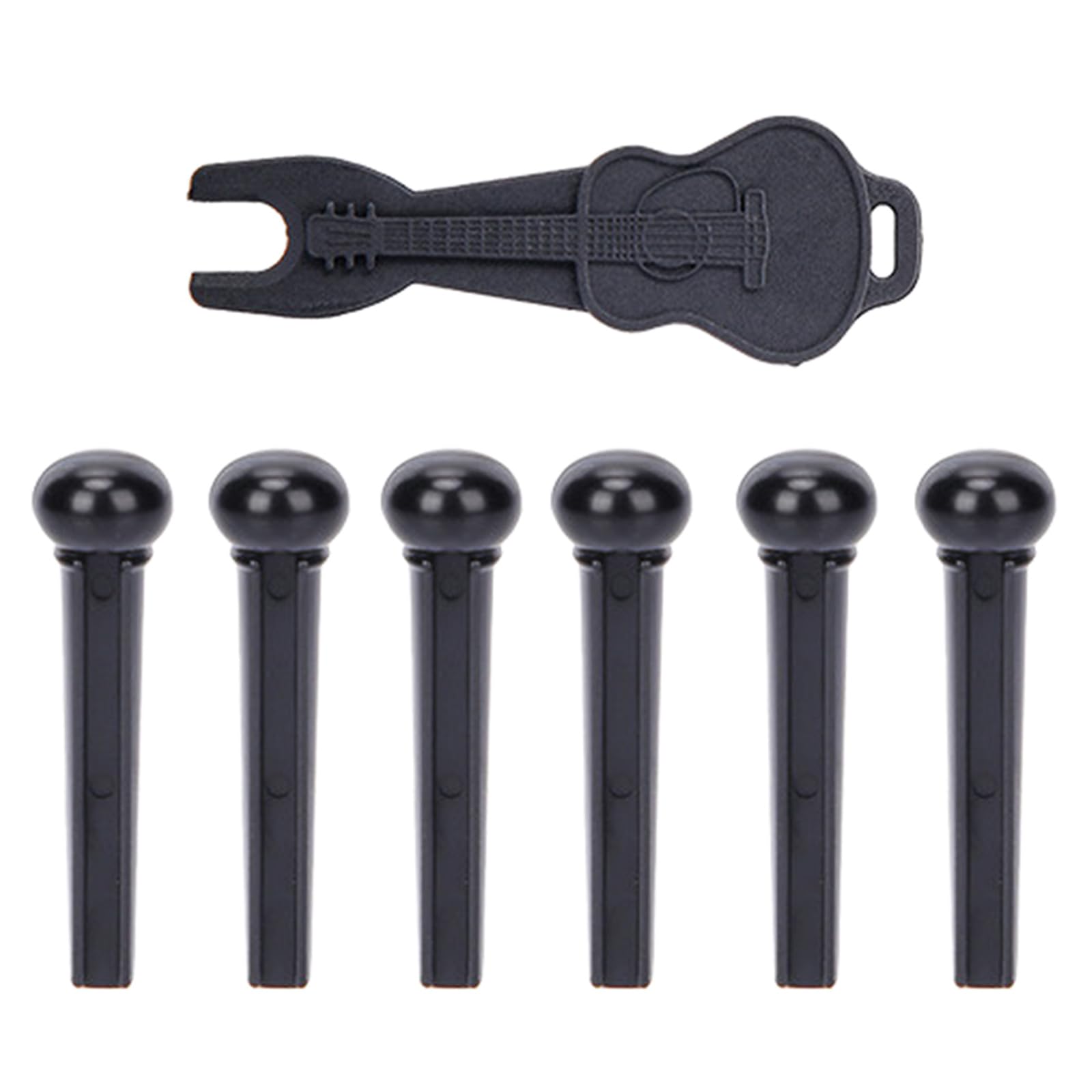 Moidhsag Abs Black Acoustic Guitar Bridge Pins With Bridge Pin Puller Set Bass Guitar Bridge Pegs Stringed Instruments String Remover
