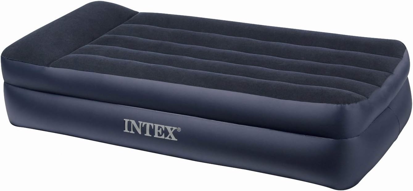 Intex Pillow Rest Raised Airbed with Built-in Pillow and Electric Pump, Twin, Bed Height 16 1/2"