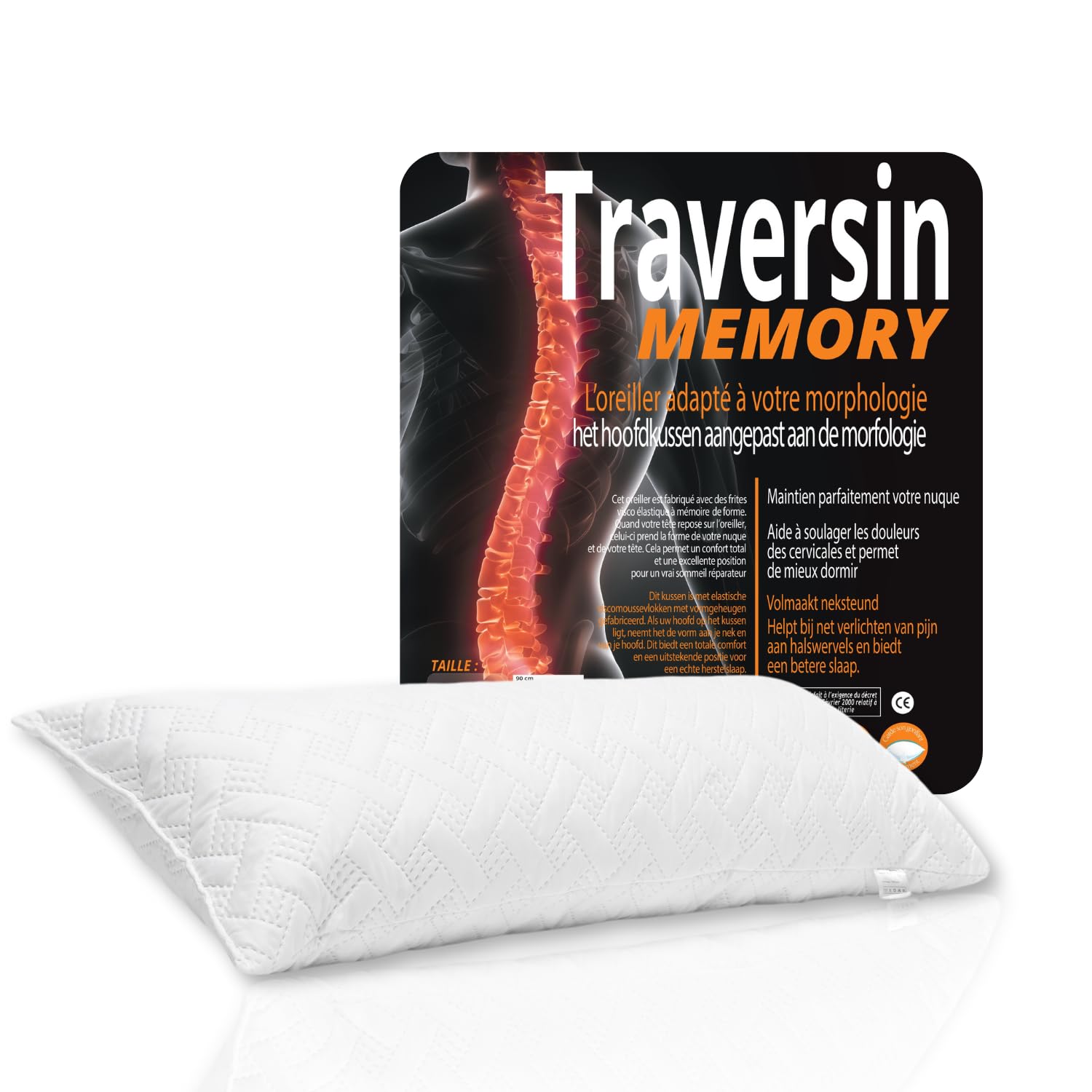 Confort-dream Almohada Viscoelastica 90 Almohada Embarazada Dormir Almohada Piernas Dormir Lactancia Almohada Cervicales Y Cuello Larga