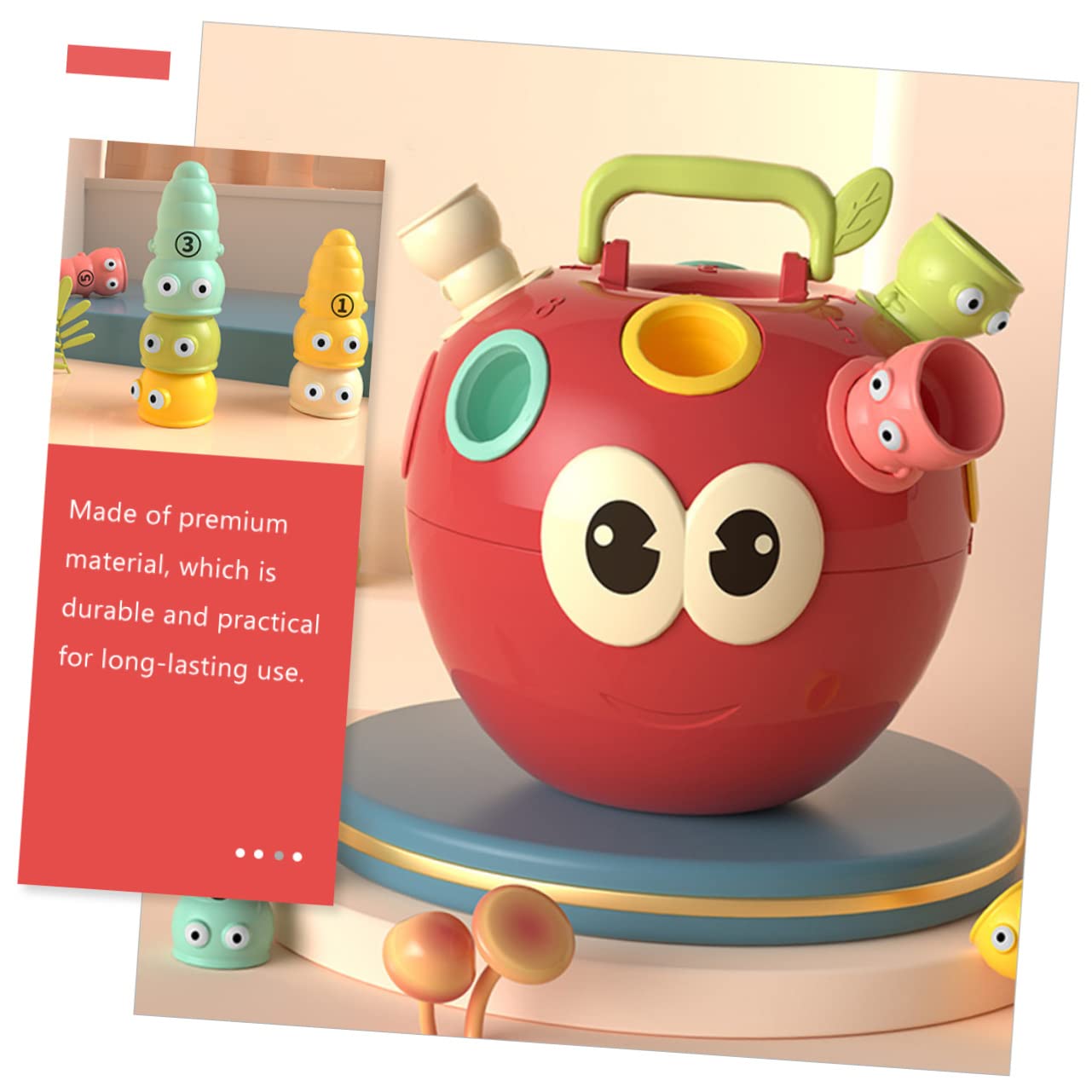 BESTonZON Jeu Éducatif D'association de Couleurs et Formes pour Tout-Petits, 1 Pomme 10 Plastique Sûr, Développement Cognitif et Coordination Œil-Main, Éveil Garçon et Filles Préscolaire