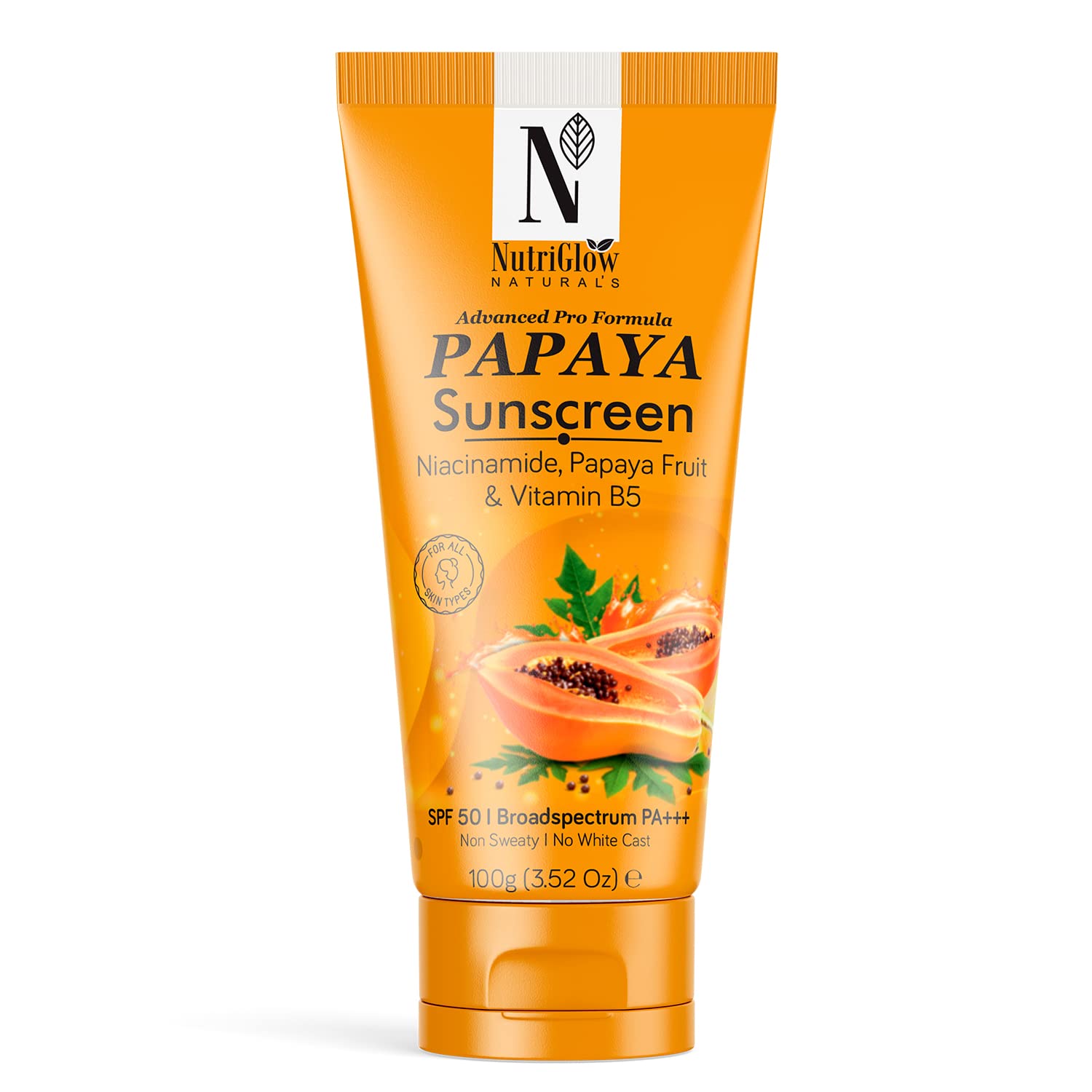Natural's Advanced Pro Formula Papaya Sunscreen SPF 50, No White Cast, Lightweight for Oily & Dry skin, 3.5 Oz